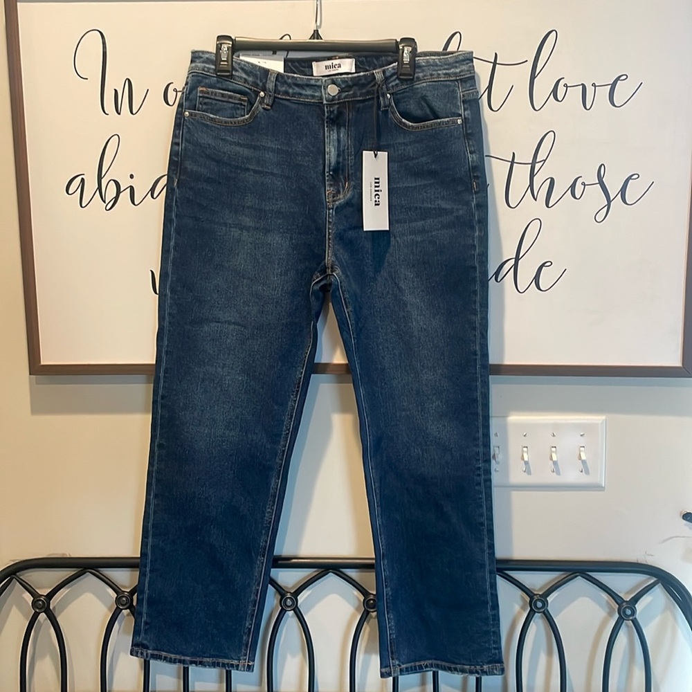 NWT Mica high rise straight dark denim jeans